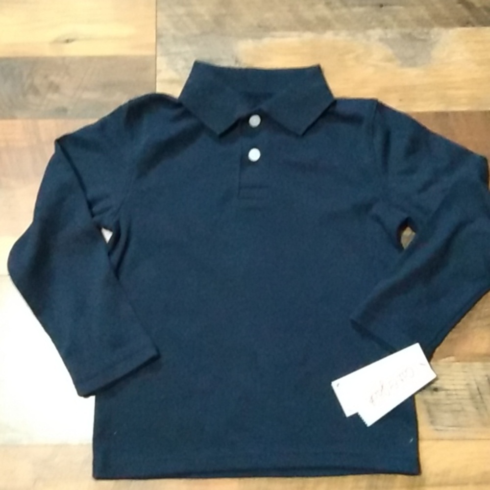 new navy long sleeve polo boys 4/5